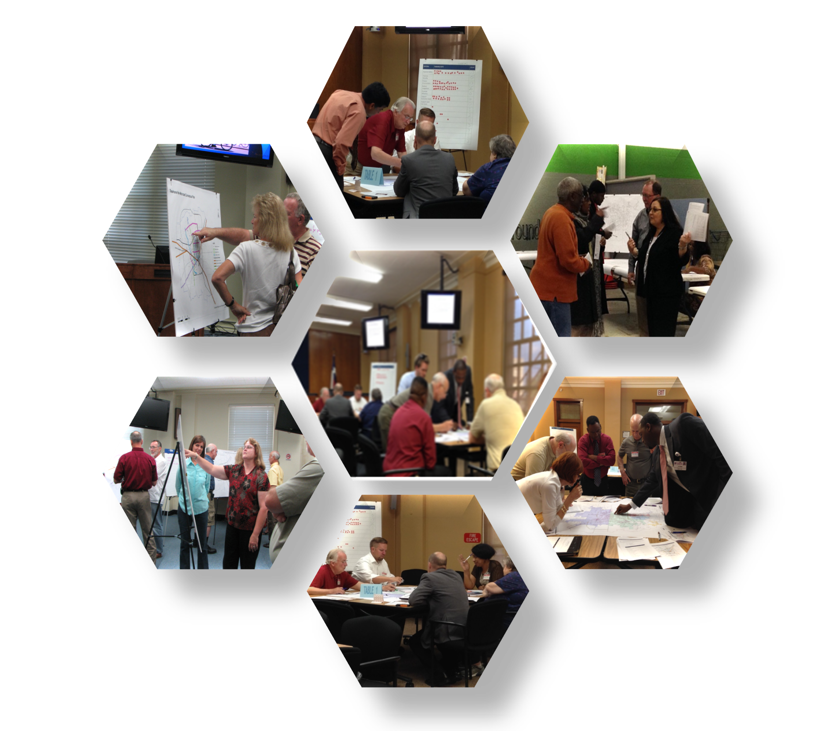 Photos collage from public meetings