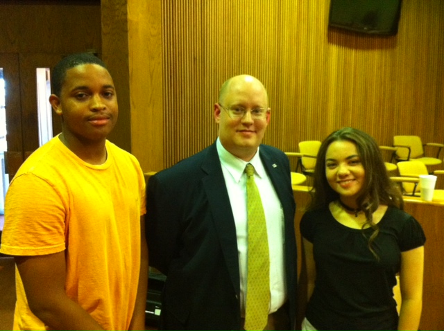 2011 Scholarship recipients - Kiante Boyd, Left - James Syler, center, Teen Court Board of Directors Vice-President - Haley Patillo, Right
